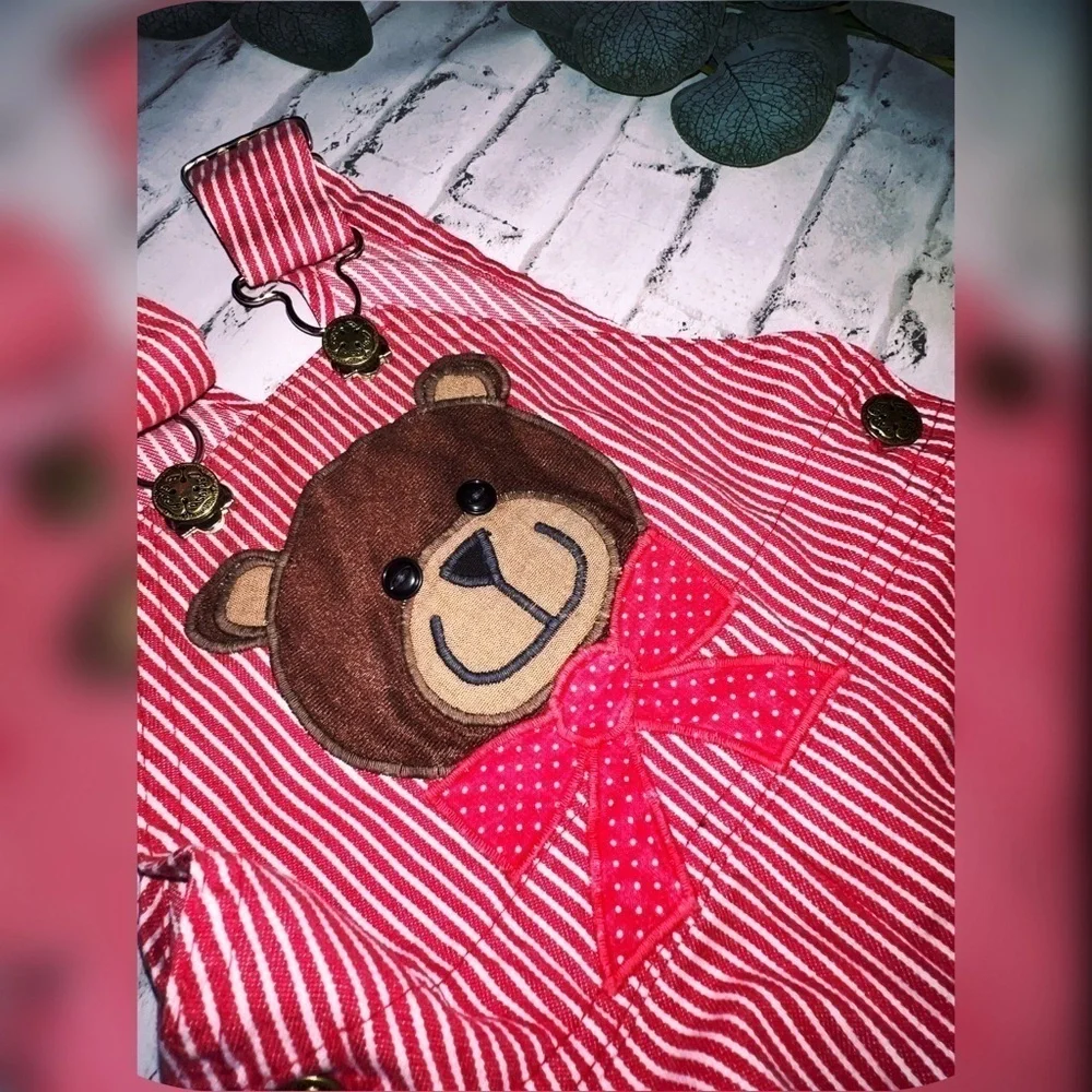 Kids Boys Girls OshKosh Bear Overalls Vintage Red Pinstripe 18 months